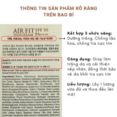 Kem Chống Nắng Nâng Tone Sáng Da AirFit 50ml Giá Cực Sốc Chỉ 350k Thay Vì 441k
