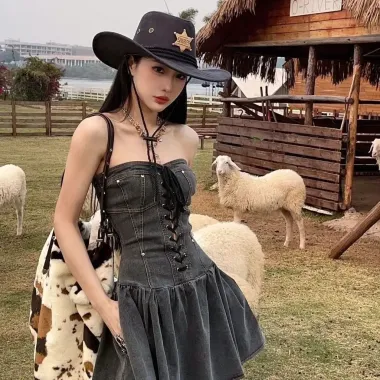 Mũ cao bồi đen phong cách phương tây, phù hợp cho nam nữ khi cưỡi ngựa và du lịch thảo nguyên