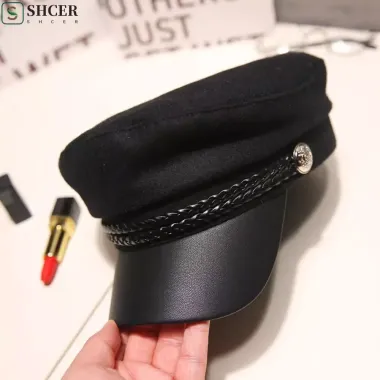 Mũ Thủy Thủ Du Lịch Nữ Cadet Flat Top Giá Rẻ - Mũ Bát Giác Đen Chỉ 108k
