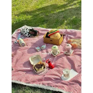 Thảm dã ngoại, đi biển, picnic ngoài trời dày dặn vibe Hàn Quốc kích thước 100*150cm