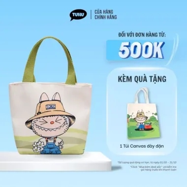 Túi Vải Canvas Đựng Bình Giữ Nhiệt Cute Hình Rồng - Quai Xách Tiện Lợi Giá 60k