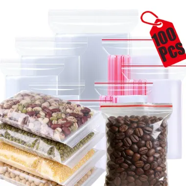 100 Chiếc Túi Niêm Phong Nhựa Trong Suốt Tủ Lạnh Thực Phẩm Tươi Túi - Dày Chống Thấm Nước Tự Khóa Túi - Bao Bì Trang Sức- Vận Chuyển Nhanh Tại Địa Phương