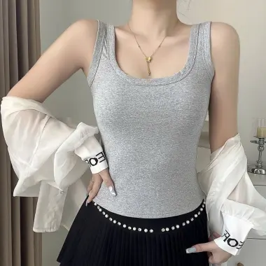 Áo Ba Lỗ Có Mút Ngực Dáng Dài Ôm Body , Áo Ba Lỗ 2 Dây Bản To Sát Nách Nữ Trơn Chất thun gân TEEBUM 4