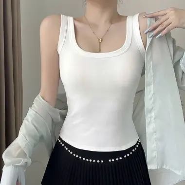 Áo Ba Lỗ Có Mút Ngực Dáng Dài Ôm Body , Áo Ba Lỗ 2 Dây Bản To Sát Nách Nữ Trơn Chất thun gân TEEBUM 6