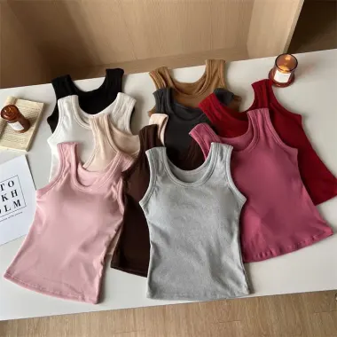 Áo Ba Lỗ Có Mút Ngực Dáng Dài Ôm Body , Áo Ba Lỗ 2 Dây Bản To Sát Nách Nữ Trơn Chất thun gân TEEBUM 9
