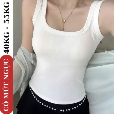 Áo Ba Lỗ Có Mút Ngực Dáng Dài Ôm Body , Áo Ba Lỗ 2 Dây Bản To Sát Nách Nữ Trơn Chất thun gân TEEBUM 12