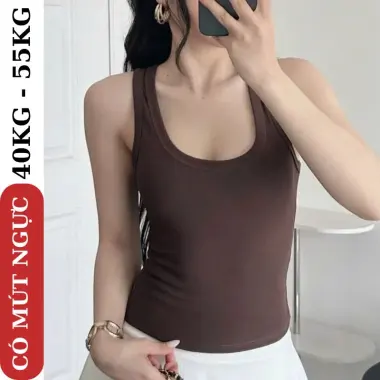 Áo Ba Lỗ Có Mút Ngực Dáng Dài Ôm Body , Áo Ba Lỗ 2 Dây Bản To Sát Nách Nữ Trơn Chất thun gân TEEBUM 16