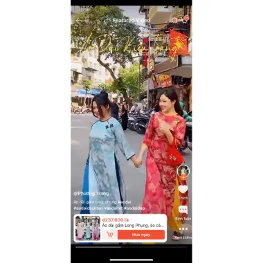 Áo Dài Gấm Long Phụng Cách Tân Dáng Suông Giá Cực Sốt 260k Thay 325k 7
