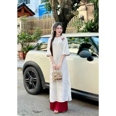 Áo Dài Gấm Long Phụng Cách Tân Dáng Suông Giá Cực Sốt 260k Thay 325k 9