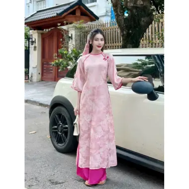 Áo Dài Gấm Long Phụng Cách Tân Dáng Suông Giá Cực Sốt 260k Thay 325k 12