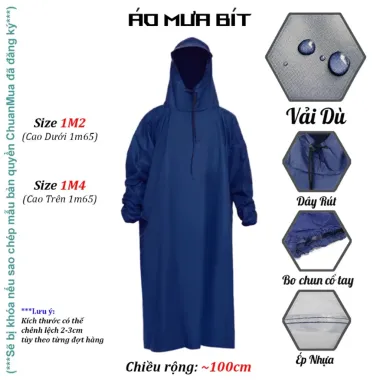 Áo Mưa Bít Hông Chống Thấm Tốt - Vải Tổ Ong, Mang Balo 1 Người, Giá Chỉ 99.000đ
