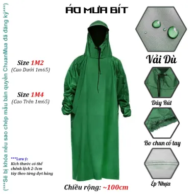 Áo Mưa Bít Hông Chống Thấm Tốt - Vải Tổ Ong, Mang Balo 1 Người, Giá Chỉ 99.000đ