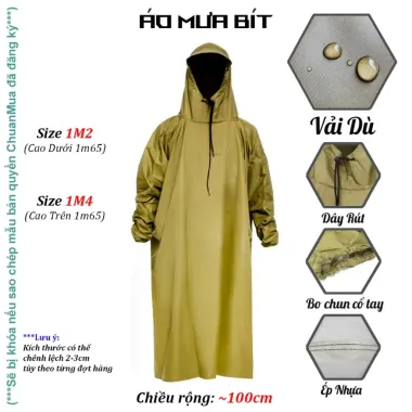 Áo Mưa Bít Hông Chống Thấm Tốt - Vải Tổ Ong, Mang Balo 1 Người, Giá Chỉ 99.000đ