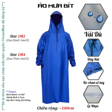 Áo Mưa Bít Hông Chống Thấm Tốt - Vải Tổ Ong, Mang Balo 1 Người, Giá Chỉ 99.000đ