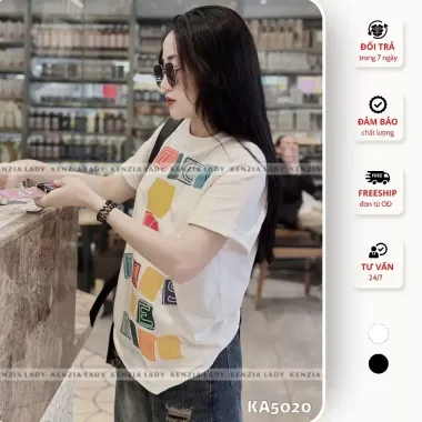Áo Thun Nữ Kenzia Lady Siêu Cấp - Cotton 100% - Cổ Tròn Tay Ngắn Giá Rẻ 185.250đ 1