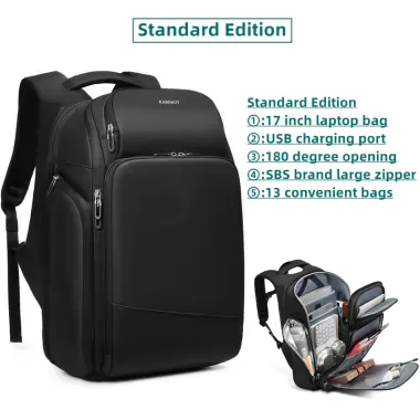 Balo đựng laptop Kabohut Túi đựng Laptop 17 Inch Túi du lịch dung tích lớn chống nước có cổng sạc USB 13