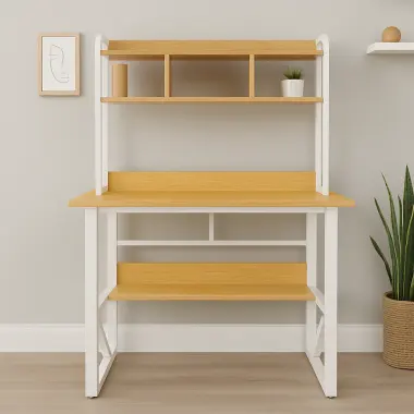 Bàn làm việc kèm 2 tầng thiết kế phong cách hiện đại, bàn học mặt gỗ MDF- nội thất giá xưởng 4 Bàn làm việc kèm 2 tầng thiết kế phong cách hiện đại, bàn học mặt gỗ MDF- nội thất giá xưởng 4