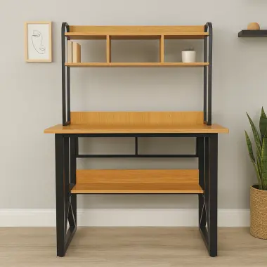 Bàn làm việc kèm 2 tầng thiết kế phong cách hiện đại, bàn học mặt gỗ MDF- nội thất giá xưởng 5 Bàn làm việc kèm 2 tầng thiết kế phong cách hiện đại, bàn học mặt gỗ MDF- nội thất giá xưởng 5