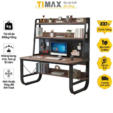 Bàn làm việc tại nhà, bàn học cho bé TIMAX khung bàn chữ U chắc chắn kết hợp giá sách có lỗ treo đồ 2