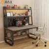 Bàn làm việc tại nhà, bàn học cho bé TIMAX khung bàn chữ U chắc chắn kết hợp giá sách có lỗ treo đồ 4
