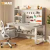 Bàn làm việc tại nhà, bàn học cho bé TIMAX khung bàn chữ U chắc chắn kết hợp giá sách có lỗ treo đồ 5