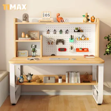 Bàn làm việc tại nhà, bàn học cho bé TIMAX khung bàn chữ U chắc chắn kết hợp giá sách có lỗ treo đồ 6