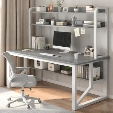 Bàn làm việc tại nhà, bàn học cho bé TIMAX khung bàn chữ U chắc chắn kết hợp giá sách có lỗ treo đồ 15