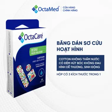 Băng Dán Sơ Cứu Y Tế OctaMed Hoạt Hình, Đa Dạng Kích Thước, Không Kích Ứng, Chịu Nước, Hộp 20 Miếng 3 Băng Dán Sơ Cứu Y Tế OctaMed Hoạt Hình, Đa Dạng Kích Thước, Không Kích Ứng, Chịu Nước, Hộp 20 Miếng 3
