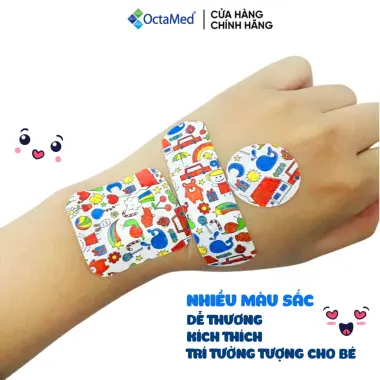 Băng Dán Sơ Cứu Y Tế OctaMed Hoạt Hình, Đa Dạng Kích Thước, Không Kích Ứng, Chịu Nước, Hộp 20 Miếng 5 Băng Dán Sơ Cứu Y Tế OctaMed Hoạt Hình, Đa Dạng Kích Thước, Không Kích Ứng, Chịu Nước, Hộp 20 Miếng 5
