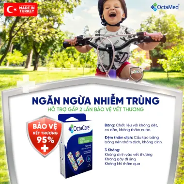 Băng Dán Sơ Cứu Y Tế OctaMed Hoạt Hình, Đa Dạng Kích Thước, Không Kích Ứng, Chịu Nước, Hộp 20 Miếng 7 Băng Dán Sơ Cứu Y Tế OctaMed Hoạt Hình, Đa Dạng Kích Thước, Không Kích Ứng, Chịu Nước, Hộp 20 Miếng 7
