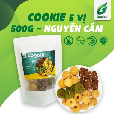 Bánh quy cookie nguyên cám 5 vị GreenFood 500g - Ngũ cốc healthy thơm ngon giá tốt 119k 1