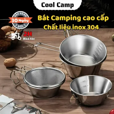 Bát Dã Ngoại Siêu Nhẹ Inox 304 Chống Dính Cắm Trại Giá Rẻ 55k