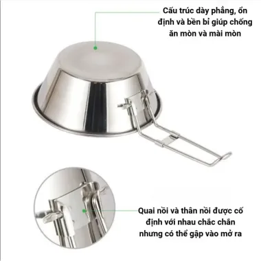 Bát Dã Ngoại Siêu Nhẹ Inox 304 Chống Dính Cắm Trại Giá Rẻ 55k