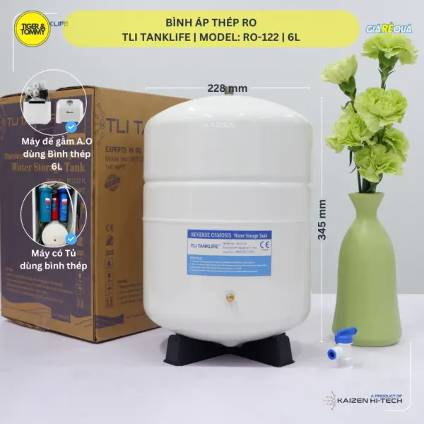 Hình ảnh sản phẩm Bình áp thép TLITanklife Aquaro RO 122 6 lít cho máy lọc nước Aosmith giá rẻ chỉ 177.510đ