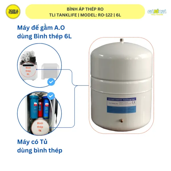 Cách lắp đặt và bảo dưỡng bình áp thép TLITanklife Aquaro RO 122 cho máy lọc nước Aosmith