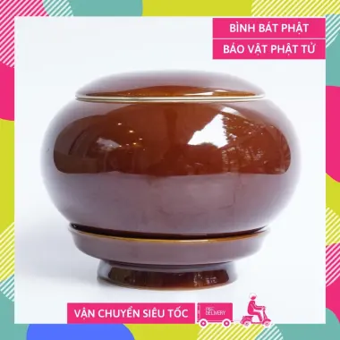 Bình bát Phật Giáo gốm sứ nâu - Khất thực cầu sức khỏe an lành giá chỉ 185k 2