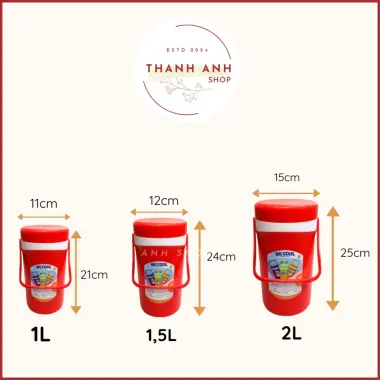 Bình giữ nhiệt, Ca đựng nước đá có quai xách BeCool cao cấp dung tích 1L, 1.5L, 2L Chấn Thuận Thành 6
