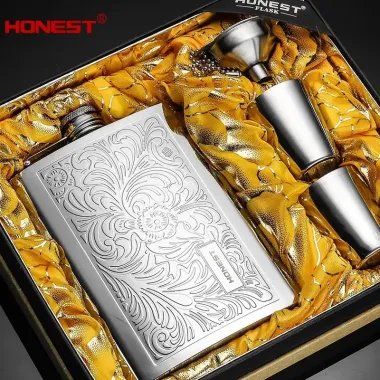 Bình Inox Đựng Rượu Honest 250ml Hoa Văn Chất Lượng Cao - Giảm 76.000đ 1