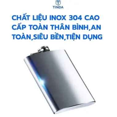 Bình Tông Inox Đựng Rượu Nước Siêu Bền 0.25L-5L Du Lịch Dã Ngoại Tặng Túi Da 4