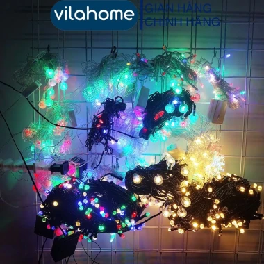 Bộ 3 Đèn Nháy Trang Trí Vilahome, Đèn Cắm Điện Dài 4.5m 29 Bóng Nhiều Màu Decor Tết 2.026