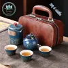 Bộ Ấm Chén Trà Du Lịch Gốm Sứ Thiết Kế Vali Sang Trọng Chống Va Đập Giá 210k
