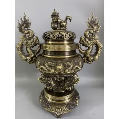 Bộ Đỉnh Thờ Lư Thờ Bằng Đồng Nguyên Chất Hun Màu Giả Cổ Cao Cấp F34 Tam Sự Ngũ Sự - Đại Bái 555 11