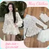 Bộ hè nữ áo ren trắng dài tay phối chân váy ngắn voan, set đồ nữ cao cấp hanh lịch nữ tính sang chảnh HCOM25855 2