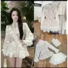Bộ hè nữ áo ren trắng dài tay phối chân váy ngắn voan, set đồ nữ cao cấp hanh lịch nữ tính sang chảnh HCOM25855 3
