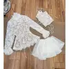 Bộ hè nữ áo ren trắng dài tay phối chân váy ngắn voan, set đồ nữ cao cấp hanh lịch nữ tính sang chảnh HCOM25855 6