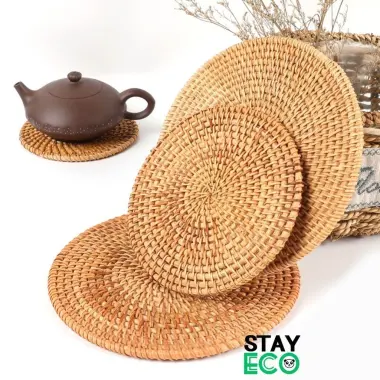 Bộ Lót Cốc Mây STAY ECO - Lót Chén Uống Trà Decor, Giá Rẻ 40k! 2