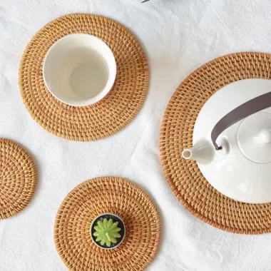 Bộ Lót Cốc Mây STAY ECO - Lót Chén Uống Trà Decor, Giá Rẻ 40k! 3