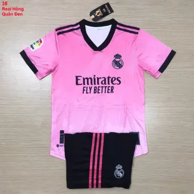 Bộ Quần Áo Bóng Đá Real Hồng In Tên Số - Áo Đá Banh Thun Mè Giá Cực Sốc 55K 2