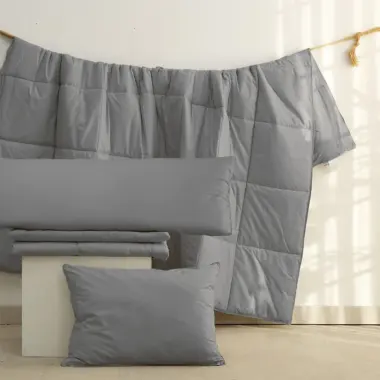 Bộ ruột cao cấp bông gòn lông vũ nhân tạo GONI êm ái: Gối Nằm, Chăn Mền, Gối Ôm - Màu trắng, xám - Bộ giường đơn, đôi 14 Bộ ruột cao cấp bông gòn lông vũ nhân tạo GONI êm ái: Gối Nằm, Chăn Mền, Gối Ôm - Màu trắng, xám - Bộ giường đơn, đôi 14