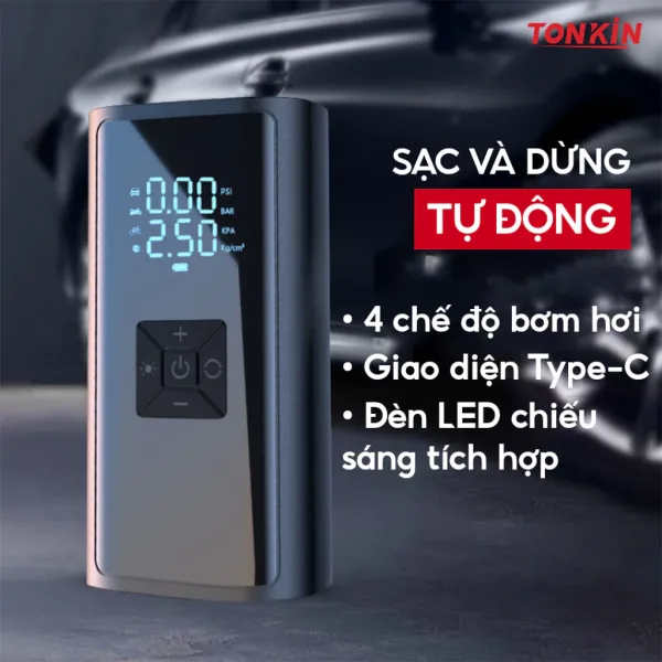 Hướng dẫn sử dụng bơm lốp ô tô tự động Tonkin 120W màn hình kép chi tiết